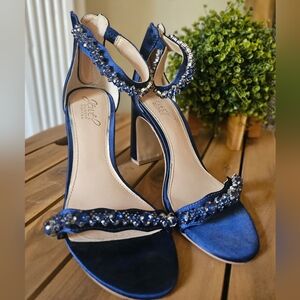 Jewel Badgley Mischka Blue Embellished Heels
